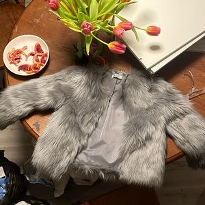 H&M Fluffy grey jacket size 9-10Y